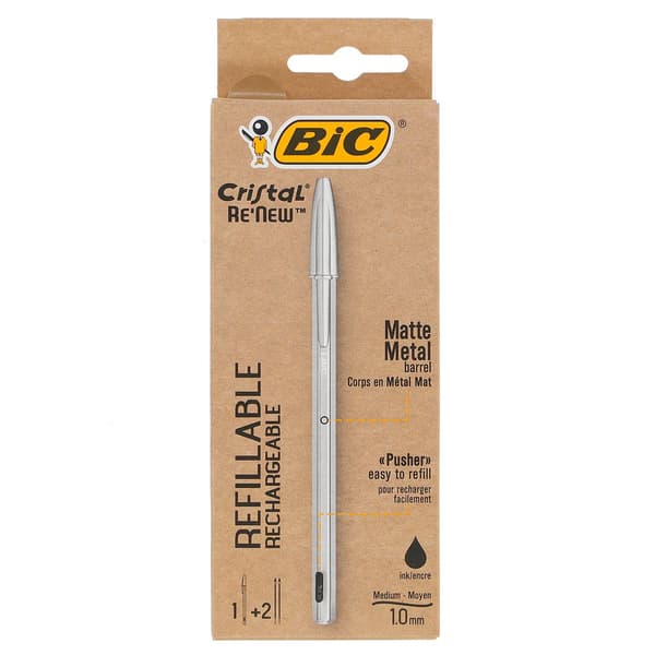 Long Cristal Re'new Metal sort + 2 kuglepenne