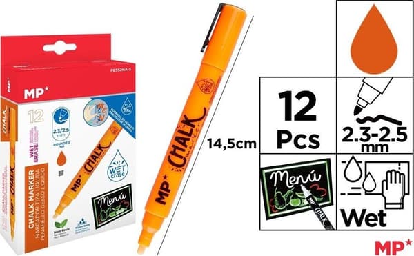 Orange flydende kridt (12 stk)