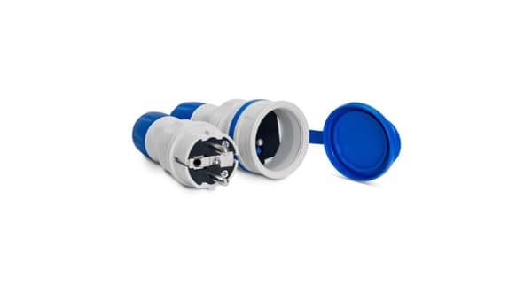 Set EXTREM Stickpropp + Uttag 16A 2P+Z 250V IP54 Grå/Blå ZWG-54