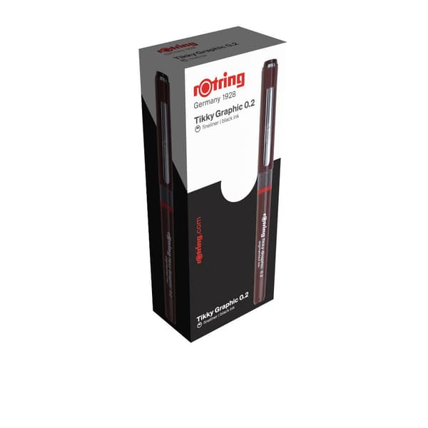 ROTRING Tikky Graphic 0.2mm musta ohutkärkinen, 1 kpl pakkaus