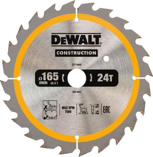 Dewalt cirkelsåg 165x20mm, 24 tänder (DT1949-QZ)