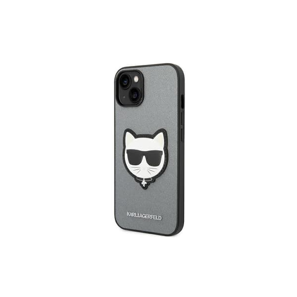 Karl Lagerfeld Saffiano Choupette Head Patch -kotelo iPhone 14 Prolle - hopea