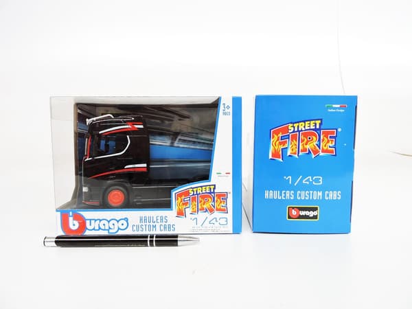 *BBURAGO metal, 1:43, STR FIRE HAUSLERS SCANIA, sort