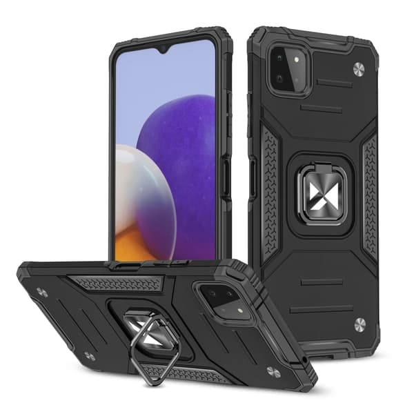 Wozinsky Ring Armor Tough Hybrid Cover + Magnetisk Holder til Samsung Galaxy A22 4G sort