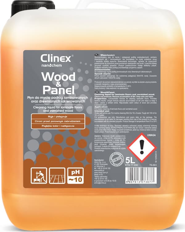 Clinex Væske til vask af trægulve og paneler CLINEX Wood&Panel 5L, koncentreret
