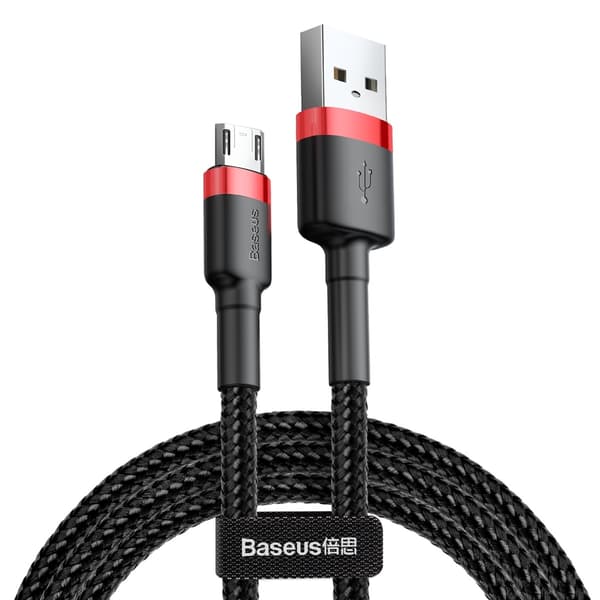 Baseus Micro USB Cafule-kabel 1.5A 2m Rød + Sort (CAMKLF-C91)