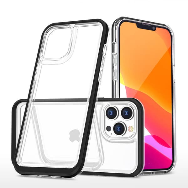 Klare 3i1 etui til iPhone 14 Pro silikoneetui med sort ramme