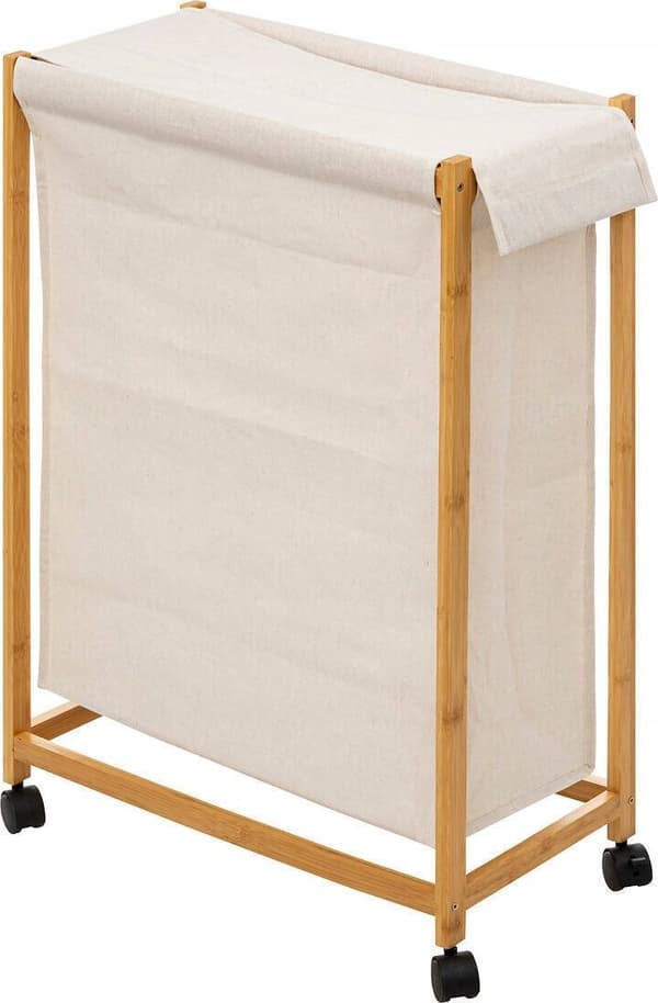 Pyykkikori 5five bambu pyörillä 5 x 28 x 80 cm