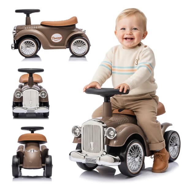 Gåbil för barn Retro racerbils-walker brun