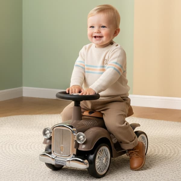 Gåbil för barn Retro racerbils-walker brun