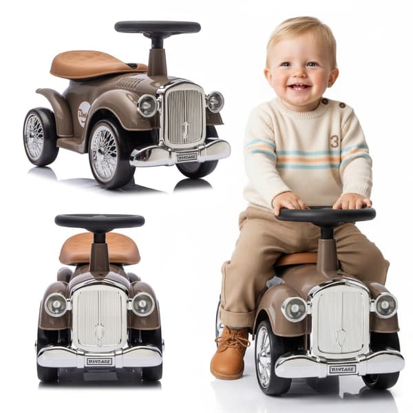 Gåbil för barn Retro racerbils-walker brun