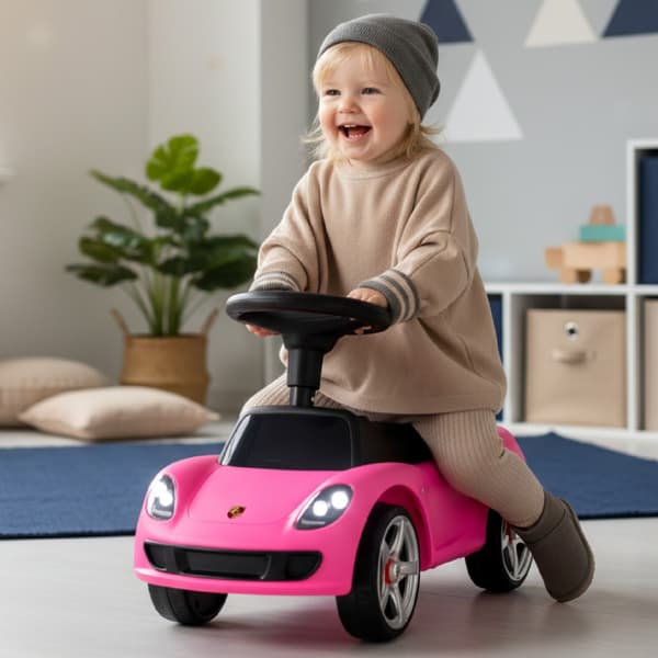 Børnebiler, lys, let, Porsche Carrera GT, lyserød