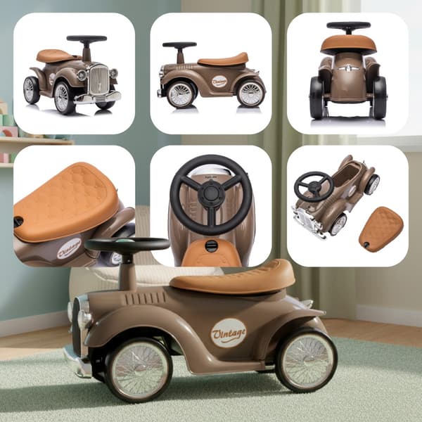 Gåbil för barn Retro racerbils-walker brun