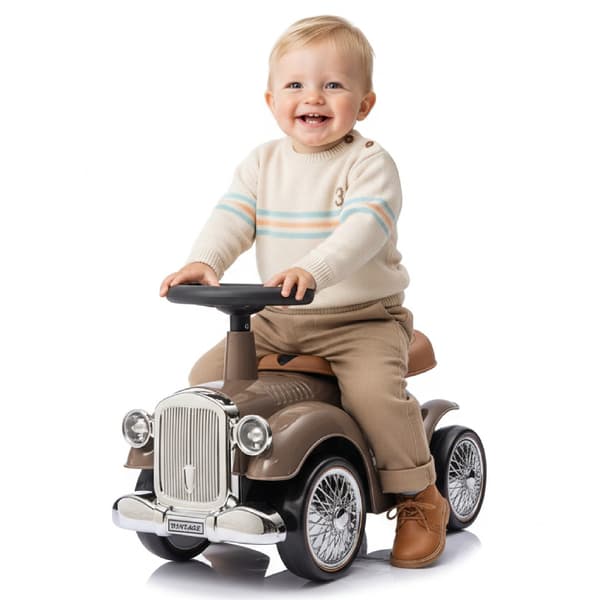 Gåbil för barn Retro racerbils-walker brun