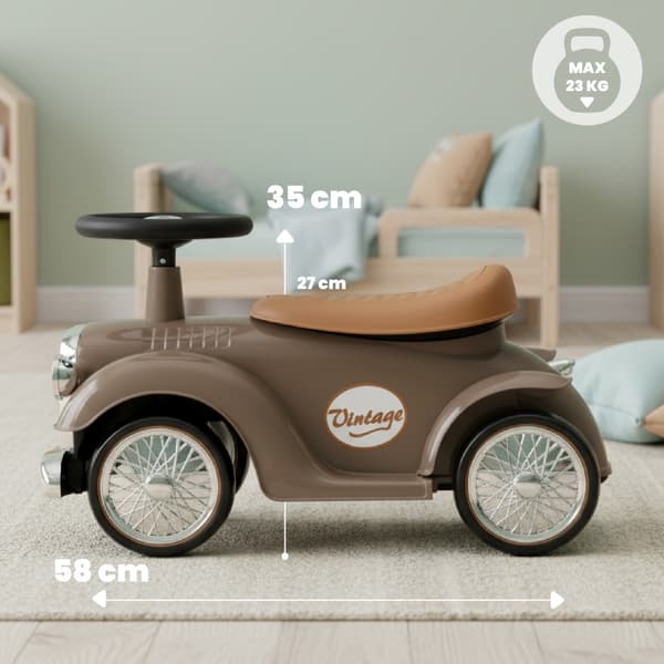 Gåbil för barn Retro racerbils-walker brun