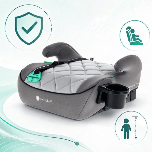 Sun Baby LittleNest Pro ISOFIX-perustuki 125-150 cm, mukiteline, harmaa