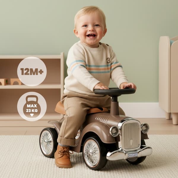 Gåbil för barn Retro racerbils-walker brun
