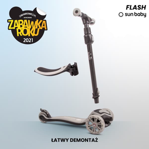Flash 3in1 LED-tasapainoskootteri lapsille - pulveri harmaa