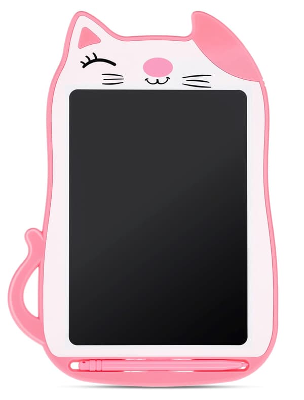 Sun Baby LCD-tablet til tegning 8,5" - skrivetur for børn, lyserød kat, stylus, multifarvet