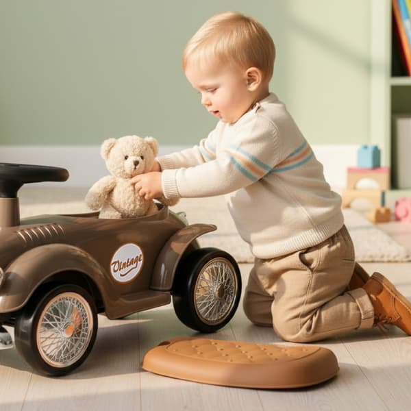 Gåbil för barn Retro racerbils-walker brun