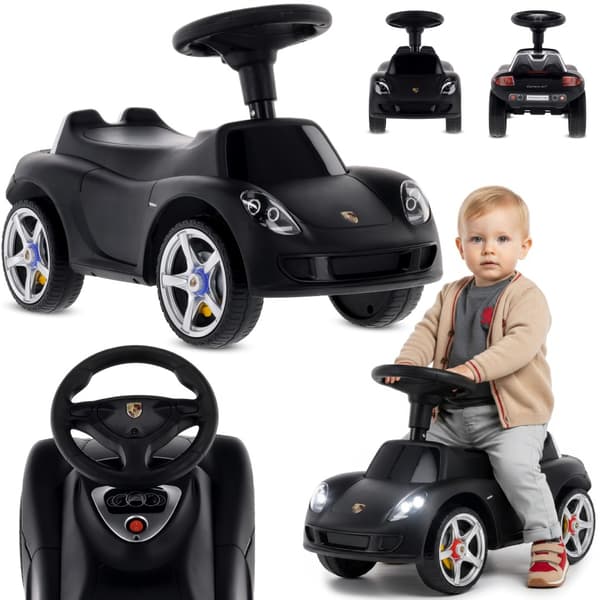 Børnebiler, lys, let, Porsche Carrera GT, sort