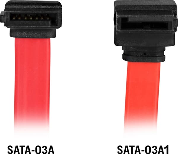 DELTACO SATA/SAS-kabel, vinklede (ned)-ret, 0,3m