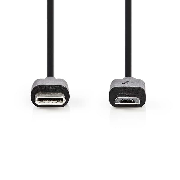 Nedis USB-kabel | USB 2.0 | USB-C™ Han | USB Micro-B han | 15 | 480 Mbps | Nikkelplateret | 1.00 m | Runde | PVC | Sort | Label