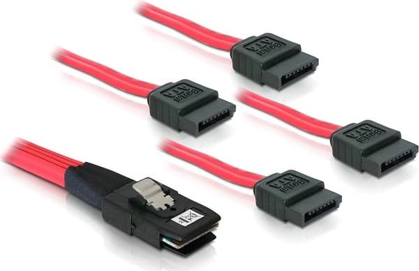Multilane SAS-kaapeli SFF8087>4xSATA 7-pin, 1 m