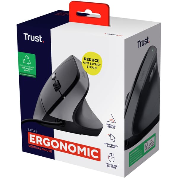 Trust Bayo II Ergonomisk mus, svart