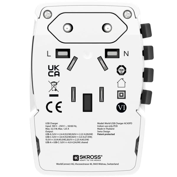 SKROSS PRO Light USB AC45PD World 1xUSB-C PD + 1 x USB-A 45W