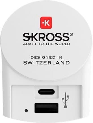 SKROSS Reiseadapter Europa til USB-A og USB-C