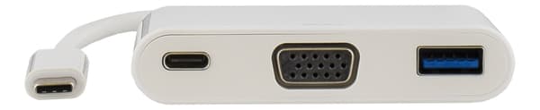 DELTACO USB-C to VGA and USB Type A adapter, USB-C FM, 60W, white