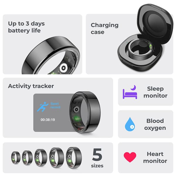 KSIX Smart Ring Saturn Svart - L