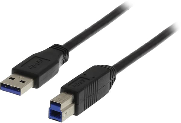 DELTACO USB 3.0 kaapeli, A ur - B ur, 1m, musta