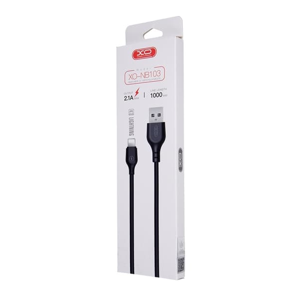 Xo NB103 USB - Lightning-kaapeli (2.1A) 1m, musta