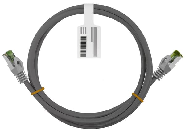 Goobay GHMT-certifierad CAT 8.1 patchkabel, S/FTP (PiMF), grå kopparledare, LSZH halogenfri kabelhölje
