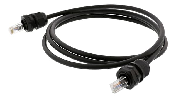 DELTACO S/FTP Cat6a patchkabel, 2m, IP68, PG13.5, svart