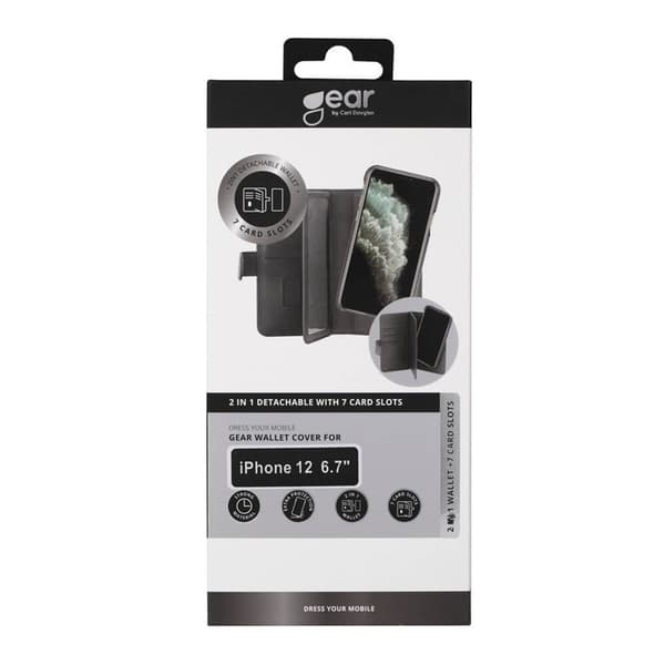 Gear Lompakko 2in1 7 Korttipaikkaa Musta - iPhone 12 Pro Max