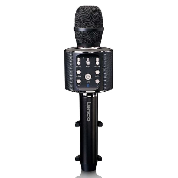Lenco Bluetooth®-karaokemikrofon med højttaler og belysning Sort