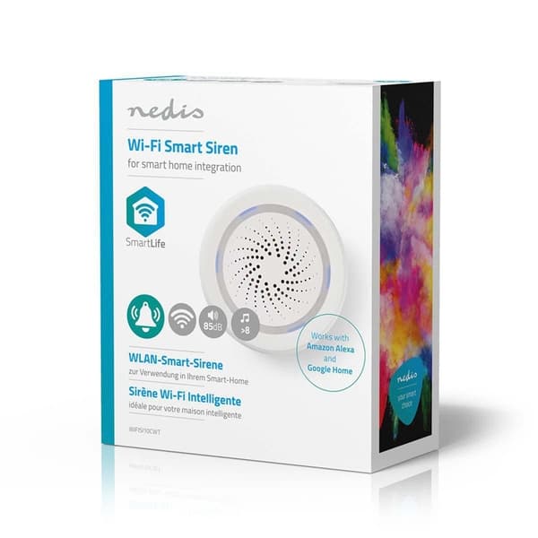 Nedis SmartLife-Siren | Strömadapter | 8 Melodier | 85 dB | Android™ / IOS | Vit