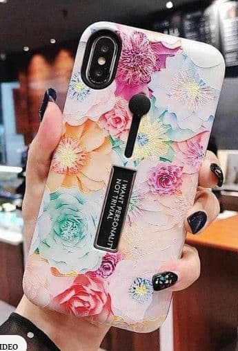 Modeetui med fingerholder - iPhone 12 Mini, blomstret