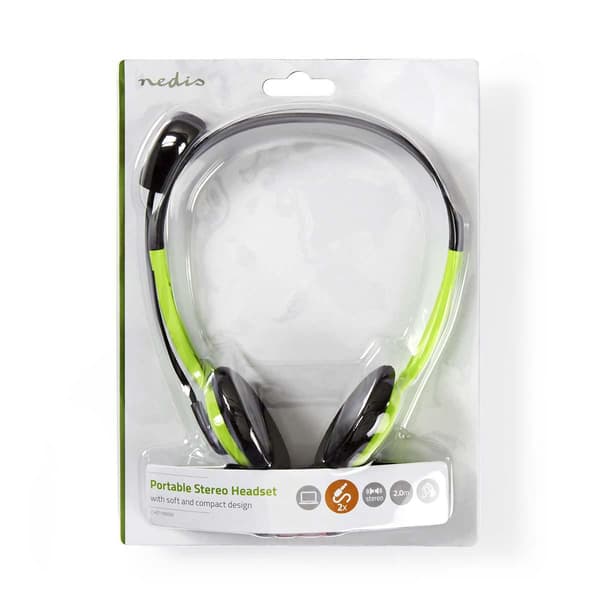 Nedis PC-headset | On-Ear | Stereo | 2x 3.5 mm | Fold-væk-mikrofon | Grøn