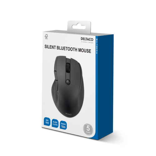 Deltaco Silent Bluetooth Office mouse 5 buttons, 600-1200 DPI, black