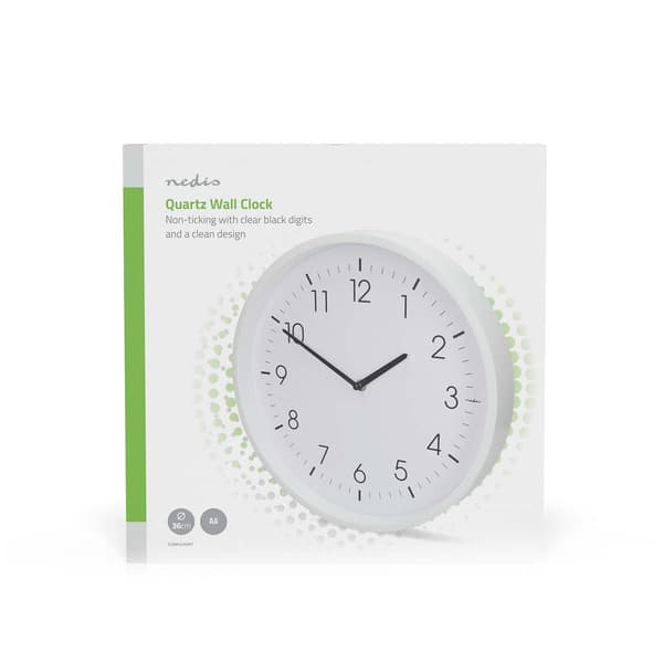 Nedis Väggklocka | Diameter: 360 mm | ABS | Tyst rörelse | Vit