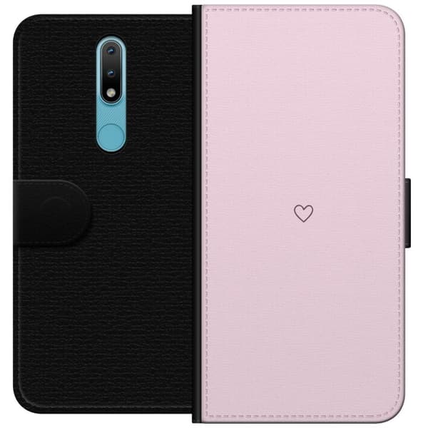 Lompakkokotelo Nokia 2.4-laitteelle, jossa on Sydän kuvio