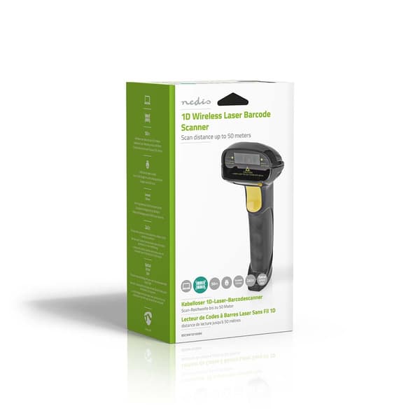 Nedis Strekkode Skanner | Laser | Wireless | 1D Linear | Batteri drevet / USB-Strøm | USB Dongle