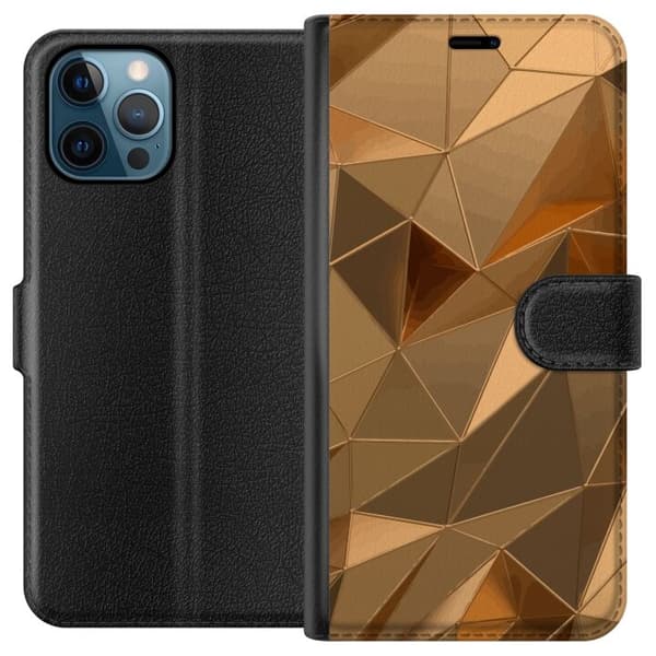 Tegnebogsetui til Apple iPhone 12 Pro med 3D Guld motiv