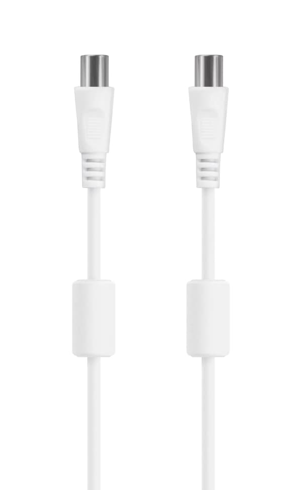 DELTACO Antenna cable, 75 Ohm nickel-plated connectors, 3m, white