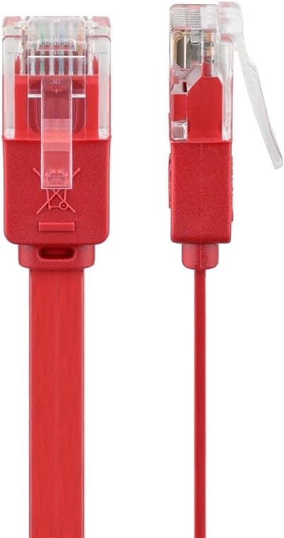 Goobay CAT 6 flat patchkabel, U/UTP, rød kobberleder (CU), 2 m