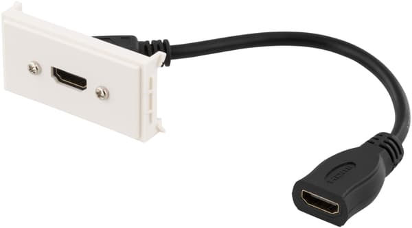 Deltaco Outlet panel, 1xHDMI, 19-pin female, 0.2m, white